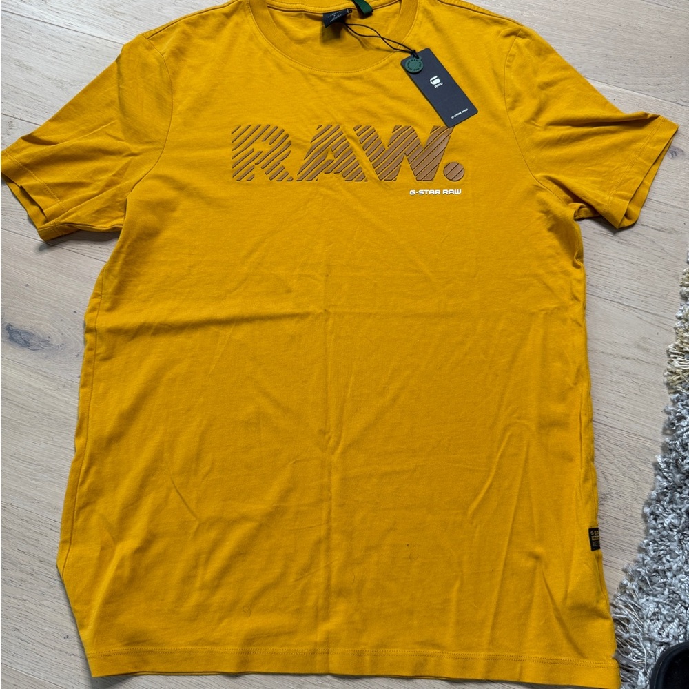 G-Star Yellow Short Sleeve Tee with RAW Branding - NEW With Tags